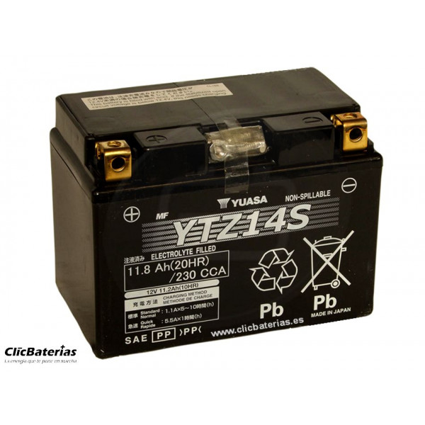 Batería YTZ14S para moto YUASA AGM