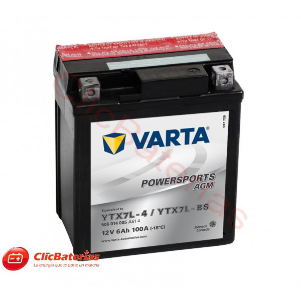 Batería de moto Varta 50614 YTX7L-4 / YTX7L-BS