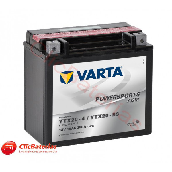 Batería para moto 51802 YTX20-4 YTX20-BS