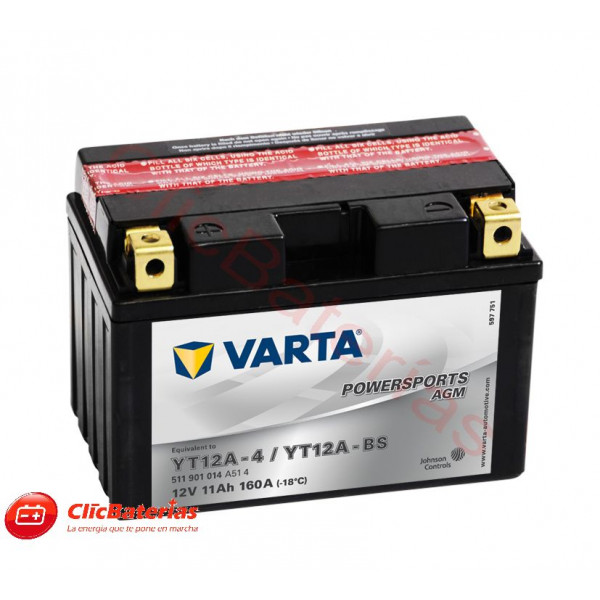 Batería para moto Varta AGM 51101 YT12A-4 YT12A-BS